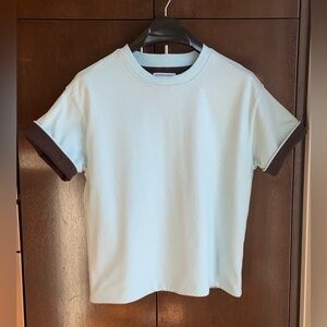 BOTTEGA VENETA  Double Layer Cotton T-Shirt & Contrast Cuff